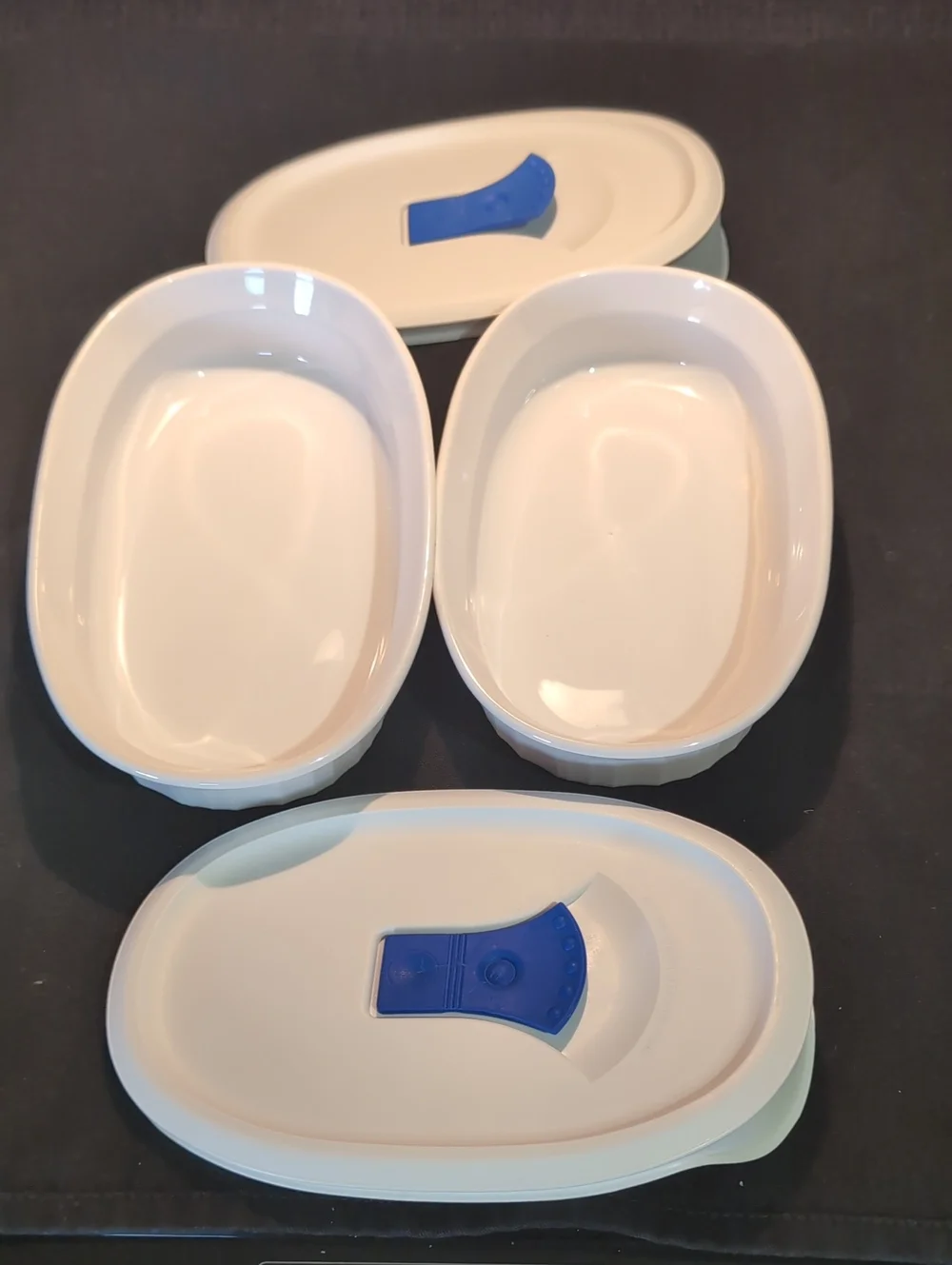Two (2) French White Corning Ware CorningWare 15 oz. Casseroles w/ Vented Lids